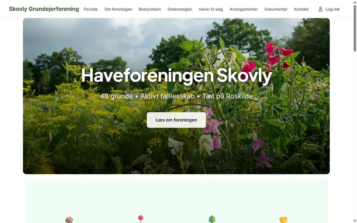 Hjemmeside-editor - screenshot fra Foreningsstyring